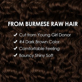 #4 Brown Burmese Curly Crochet Human Hair Pre Separated Miracle Knot Braiding Hair Human Hair For Knotless Boho Braids
