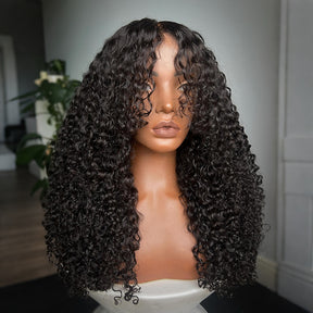 Glueless 13x4 Kinky Curly Wig With Curtain Bangs Face Framing