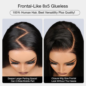 Curtain Bangs Glueless HD Lace Wig Reddish Brown Straight Body Wave Human Hair Wigs with Adjustable Strap-Pizazz Hair