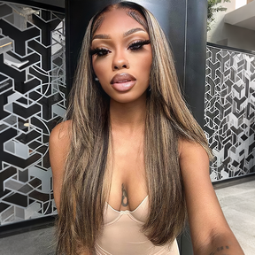 Layered Cut 4/27 Highlight Straight Human Hair Wigs 13x6 Glueless HD Lace Wig Human Hair