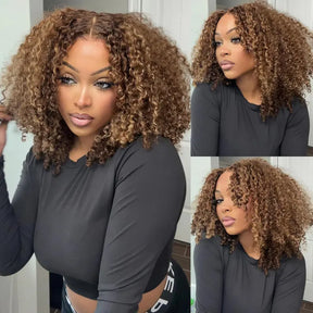 Glueless Blonde HighlightJerry Curl 13x6 Pre-everything Human Hair With Drawstring Wigs 250% Density