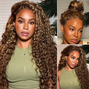 Water Wave 360 Lace 180% Density 4/27 Highlight Pre-bleached & Pre-plucked & Pre-Cut Lace Wig