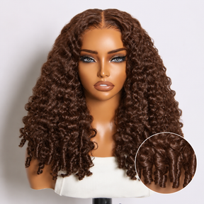 13x6 Glueless Burmese Curly Human Hair Wig Dark Brown With Drawstring