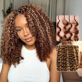 4/27 Highlight Kinky Curly Feather Crochet Hair Extensions Miracle Knots Pre-Separated Braiding Hair