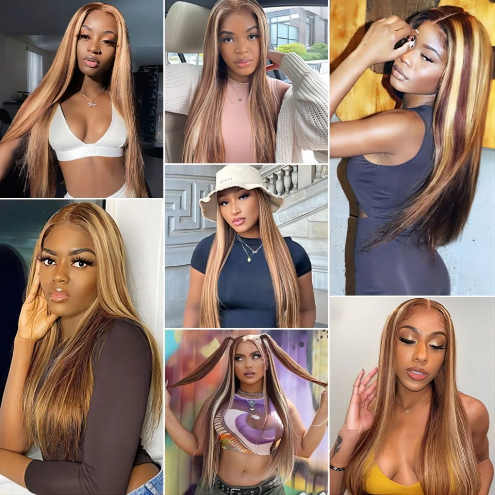 4/27 Honey Blonde 8X5 Wear Go Wig Human Hair Pre Plucked 180% Density  for Black Women
