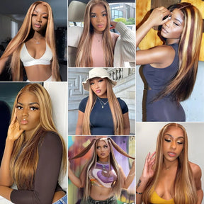 4/27 Honey Blonde 8X5 Wear Go Wig Human Hair Pre Plucked 180% Density  for Black Women