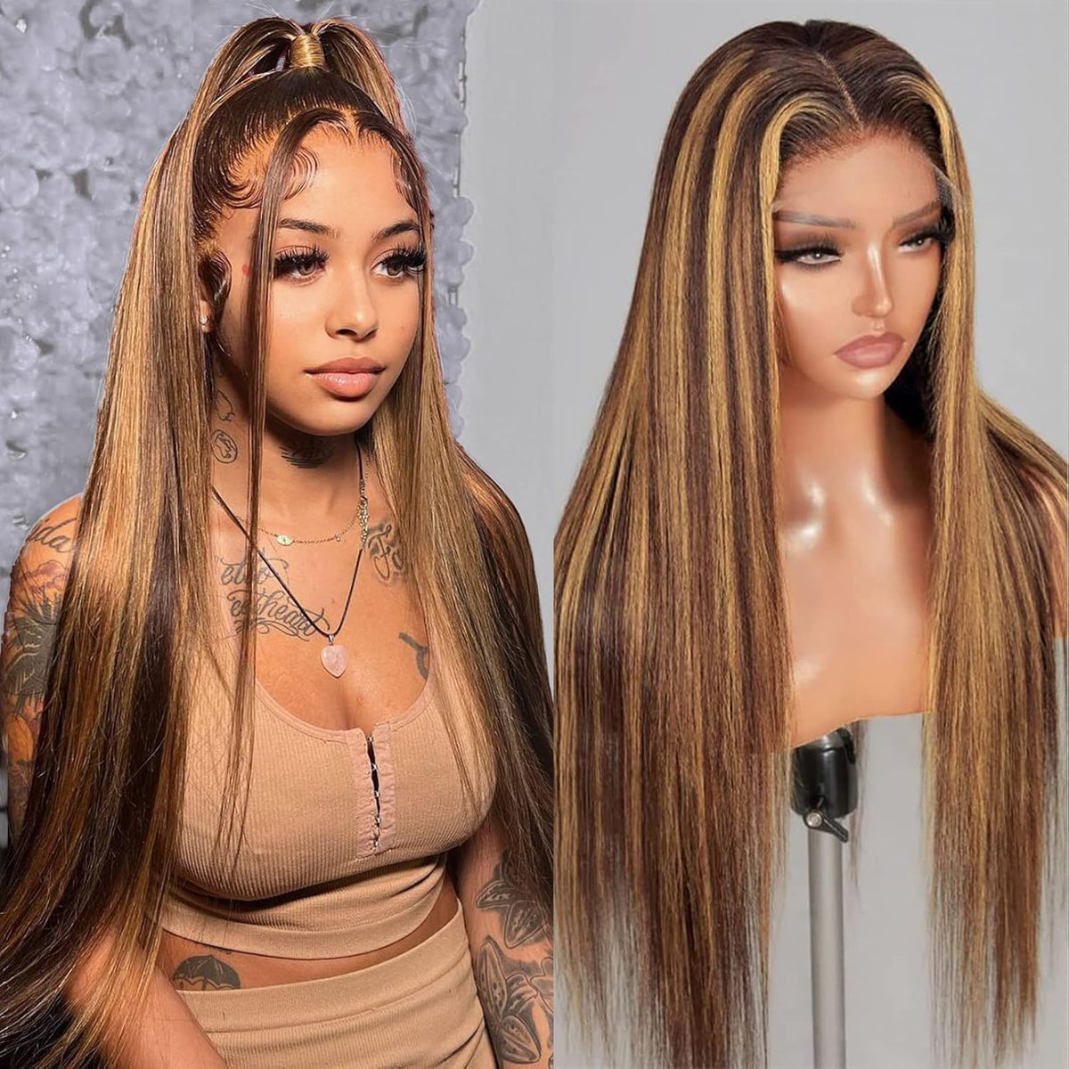 4/27 Honey Blonde 8X5 Wear Go Wig Human Hair Pre Plucked 180% Density  for Black Women