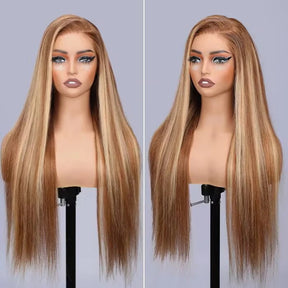 4/27 Honey Blonde 8X5 Wear Go Wig Human Hair Pre Plucked 180% Density  for Black Women
