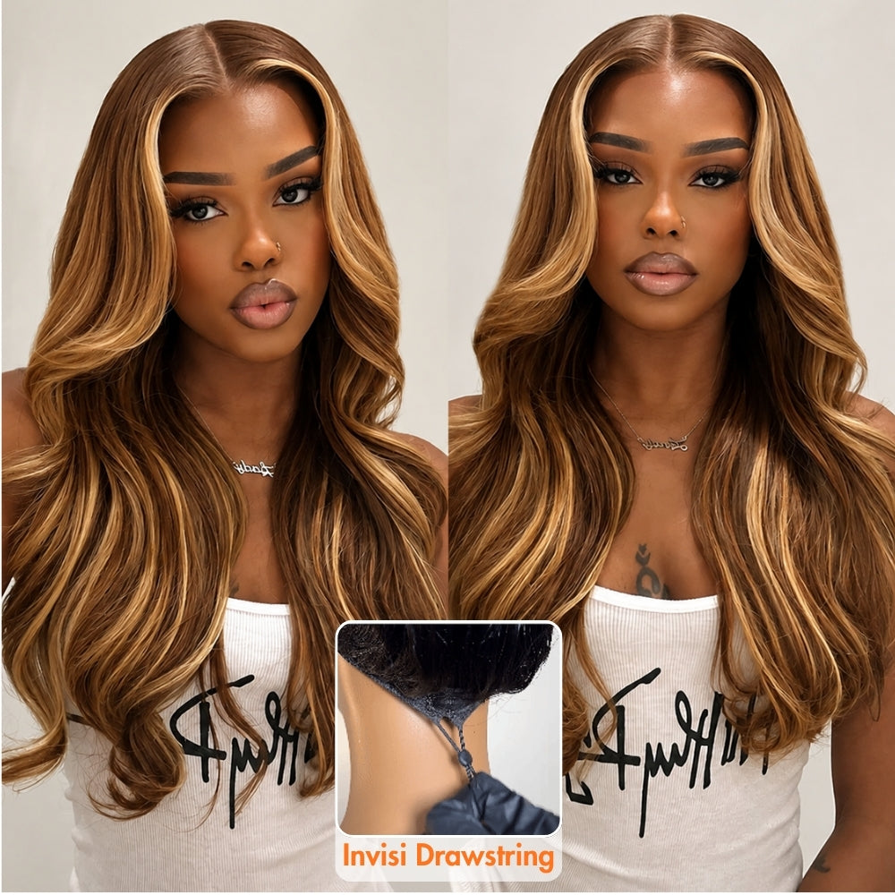 Highlight Brown 4/27 Body Wave Pull & Go Glueless Wig 13x6 Pre-Everything HD Lace Human Hair Wig