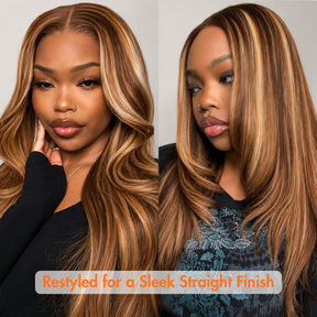 Highlight Brown 4/27 Body Wave Pull & Go Glueless Wig 13x6 Pre-Everything HD Lace Human Hair Wig