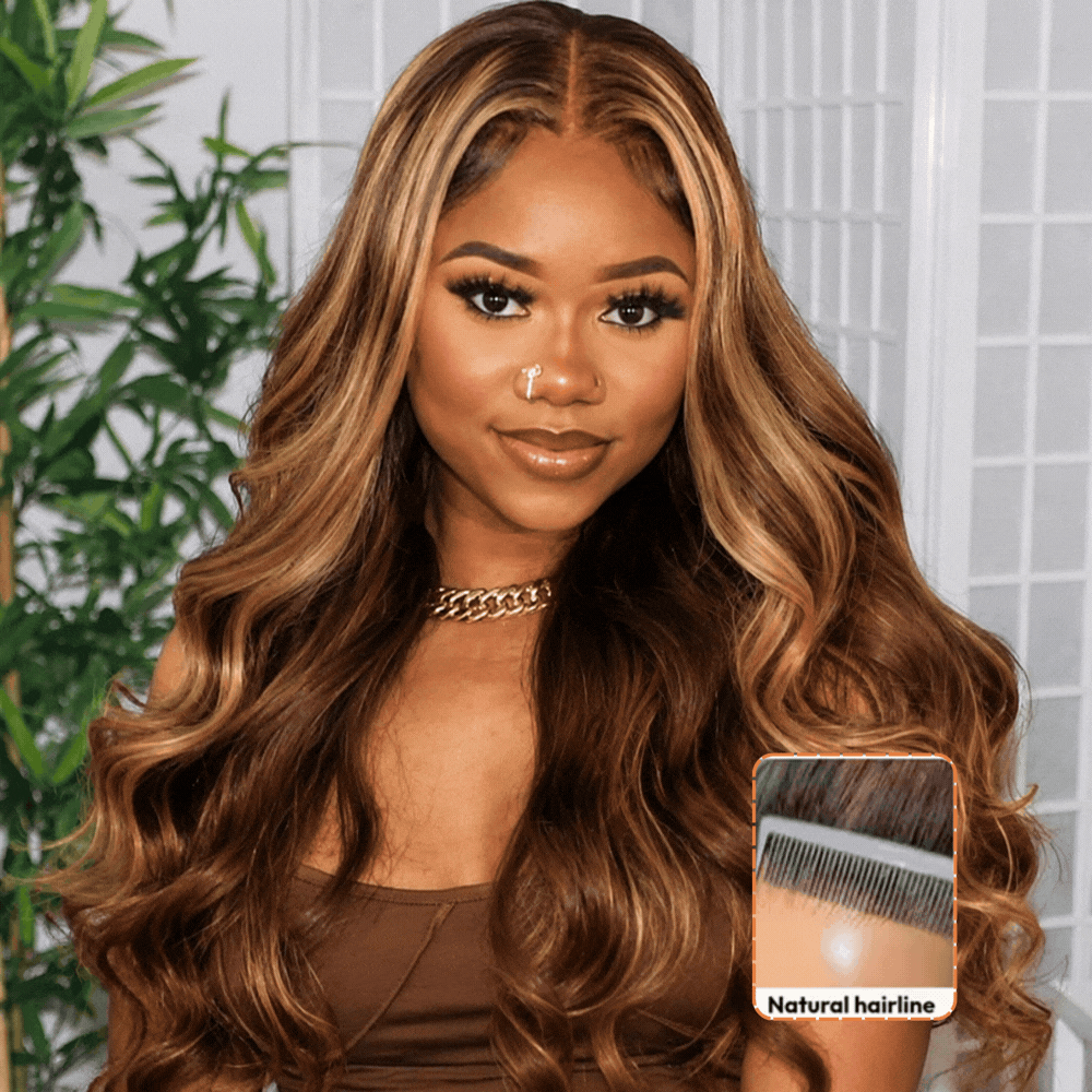 Highlight Brown 4/27 Body Wave Pull & Go Glueless Wig 13x6 Pre-Everything HD Lace Human Hair Wig