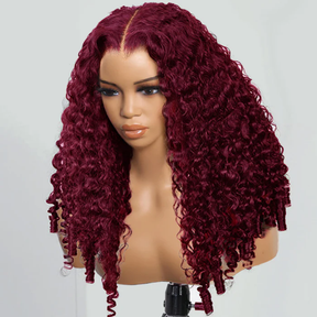 99J Burmese Curly Glueless Wig Bleached Knots 13x6 Full Pull Go Lace Front Wear Go Wig With Flexible Fit Drawstring