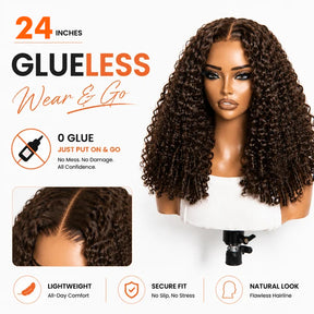 13x6 Glueless Burmese Curly Human Hair Wig Dark Brown With Drawstring