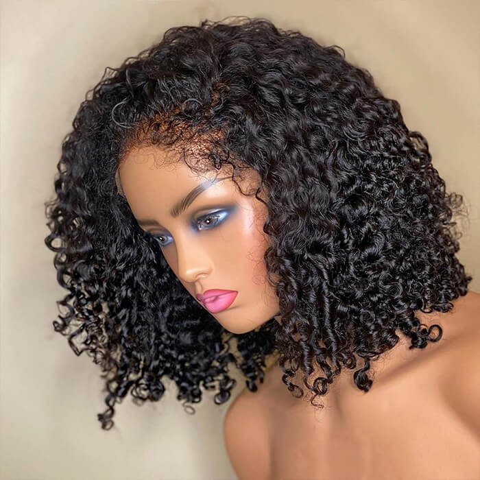 13x6 HD Lace Curly Bob Wig Real 4C Edges Glueless Pre Plucked Human Hair 220% Density