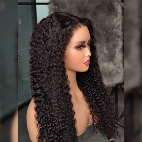 Type 4C Edge Hairline Water Wave Glueless  360 Lace Front Human Hair Wigs Pre Plucked With Curly Edges