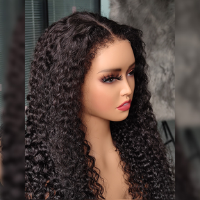 Type 4C Edge Hairline Water Wave Glueless  360 Lace Front Human Hair Wigs Pre Plucked With Curly Edges