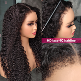 Type 4C Edge Hairline Water Wave Glueless  360 Lace Front Human Hair Wigs Pre Plucked With Curly Edges
