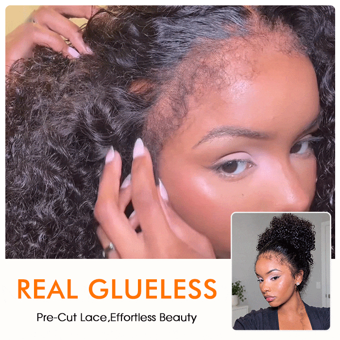 4C Curly Edges 360 HD Lace Frontal 220%/250% Density Jerry Curly Wig Invisible Strap Bleached Knots Pre Cut Lace Glueless