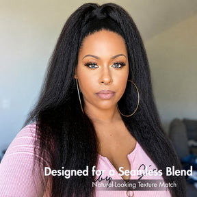 3 In 1 Half Wig | Kinky Straight Comfortable Fit No Glue Needed Install Filp Over Half Wig With Adjustable Drawstring