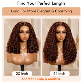 300% Density Glueless Burmese Curly 33 Reddish Brown 13x6 Pre Cut Lace Wear Go Wig