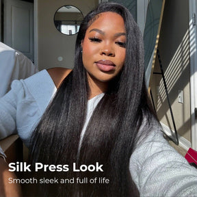 3 In 1 Half Wig | Yaki Straight Comfortable Fit Glueless Install Filp Over Half Wig With Adjustable Drawstring