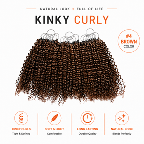 4# Brown Kinky Curly Human Hair Crochet Hair Reusable Upgraded Real Human Hair Crochet Extensions
