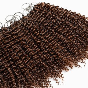 4# Brown Kinky Curly Human Hair Crochet Hair Reusable Upgraded Real Human Hair Crochet Extensions
