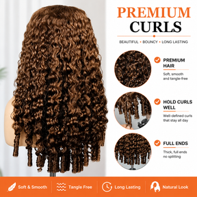 13x6 Glueless Burmese Curly Human Hair Wig Dark Brown With Drawstring