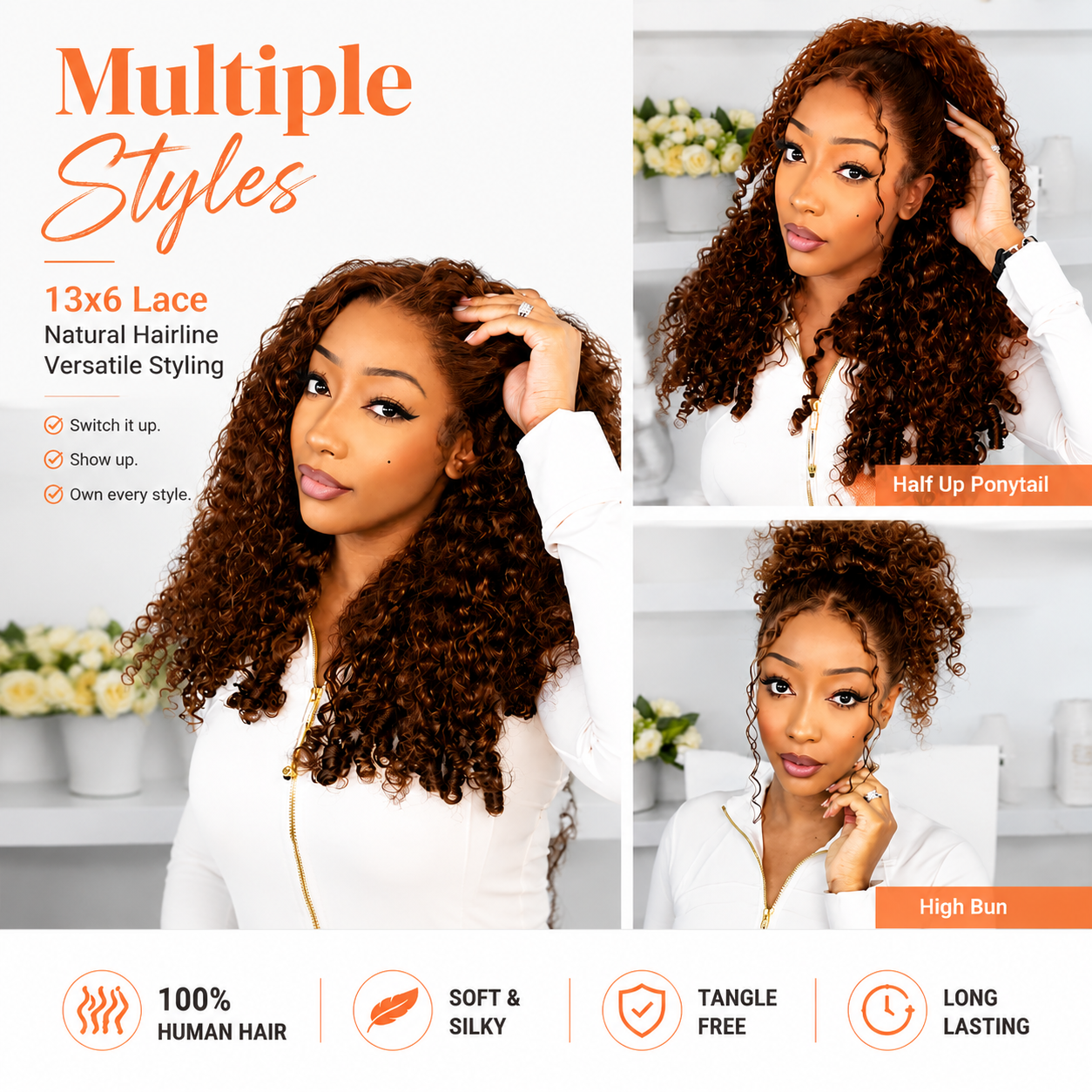 13x6 Glueless Burmese Curly Human Hair Wig Dark Brown With Drawstring