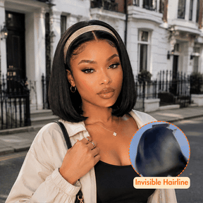 3 In 1 Half Wig | Yaki Straight Bob 220% Density Comfortable Fit Glueless Install Filp Over Half Wig With Adjustable Drawstring