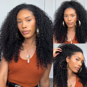 3 In 1 Half Wig | Kinky Curly Comfortable Fit Glueless Install Filp Over Half Wig With Adjustable Drawstring