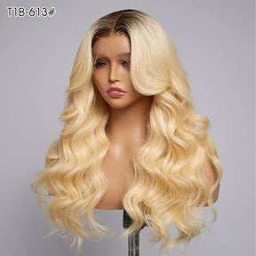 Curtain Bangs 613 Color Glueless HD Lace Wig Blonde Body Wave Human Hair Wigs