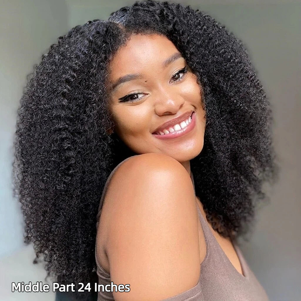 Realistic Kinky Edges Hairline Afro Kinky Curly Wig 100% Human Hair Glueless Pre Cut HD Lace Natural Hair Wig For Women 220% Density