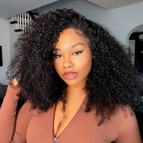 4C Hairline Afro Kinky Curly Wig 220% Density 13x4 Glueless HD Lace Wig
