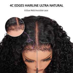 4C Edges Hairline Curly 13x4 Lace Front Wig Glueless Lace Wig