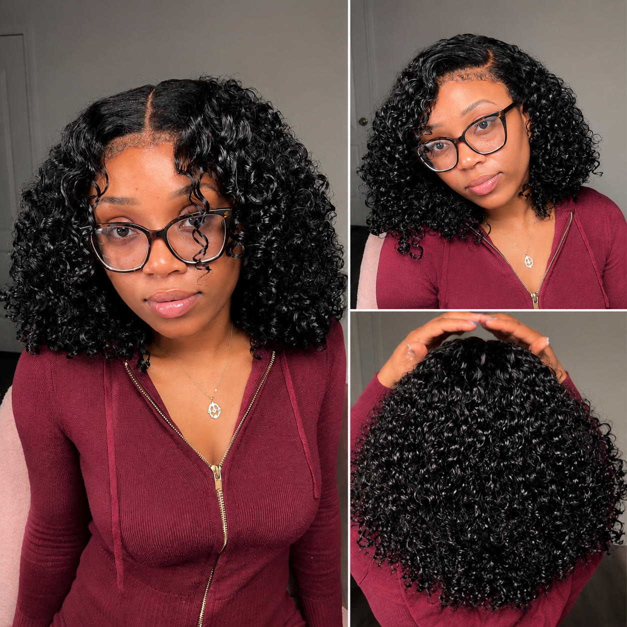 4C Edges Hairline Glueless Curly Bob Wig Pre-Cut HD Lace Front Human Hair Wigs with Flexi-Fit Drawstring Cap