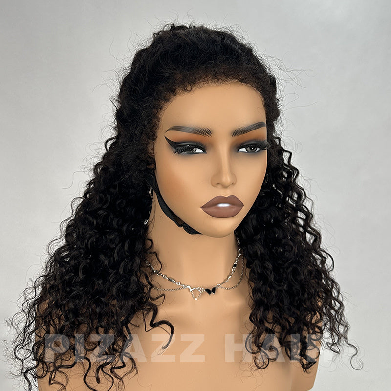 Pizazz Hair 4C Kinky Edges  360 HD Lace Front Wigs Jerry  Curly Wig With Realistic Hairline