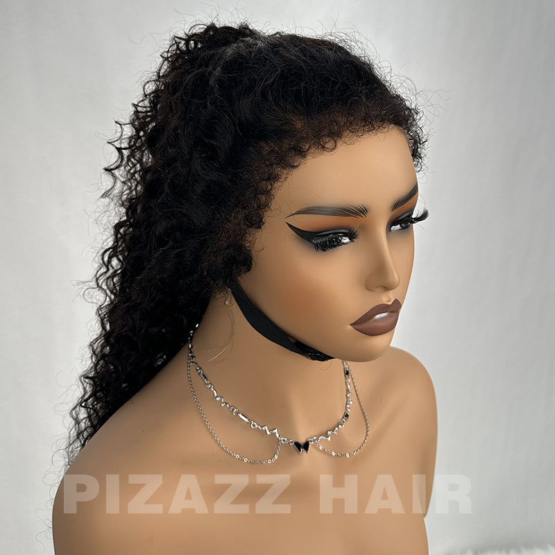 Pizazz Hair 4C Kinky Edges  360 HD Lace Front Wigs Jerry  Curly Wig With Realistic Hairline