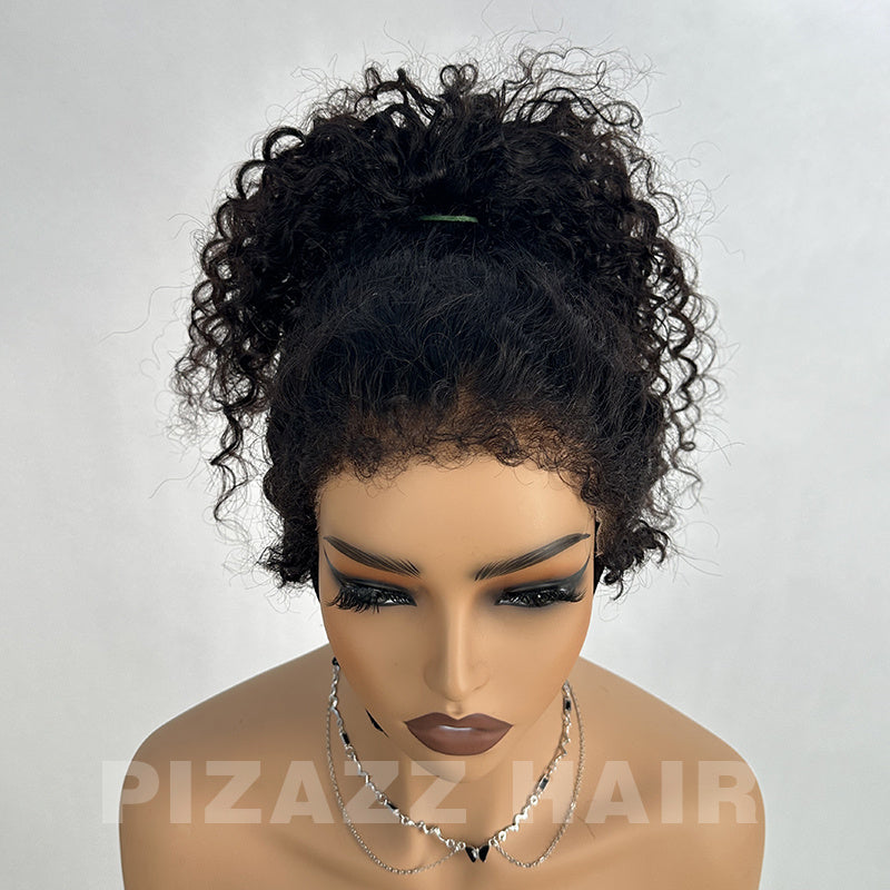 Pizazz Hair 4C Kinky Edges  360 HD Lace Front Wigs Jerry  Curly Wig With Realistic Hairline