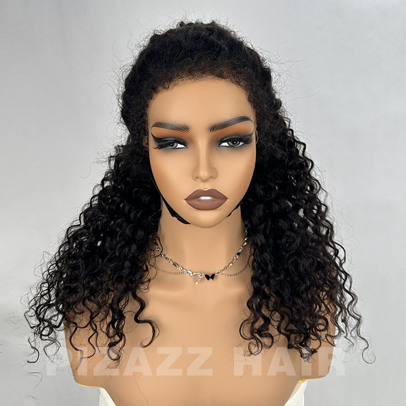 Pizazz Hair 4C Kinky Edges  360 HD Lace Front Wigs Jerry  Curly Wig With Realistic Hairline