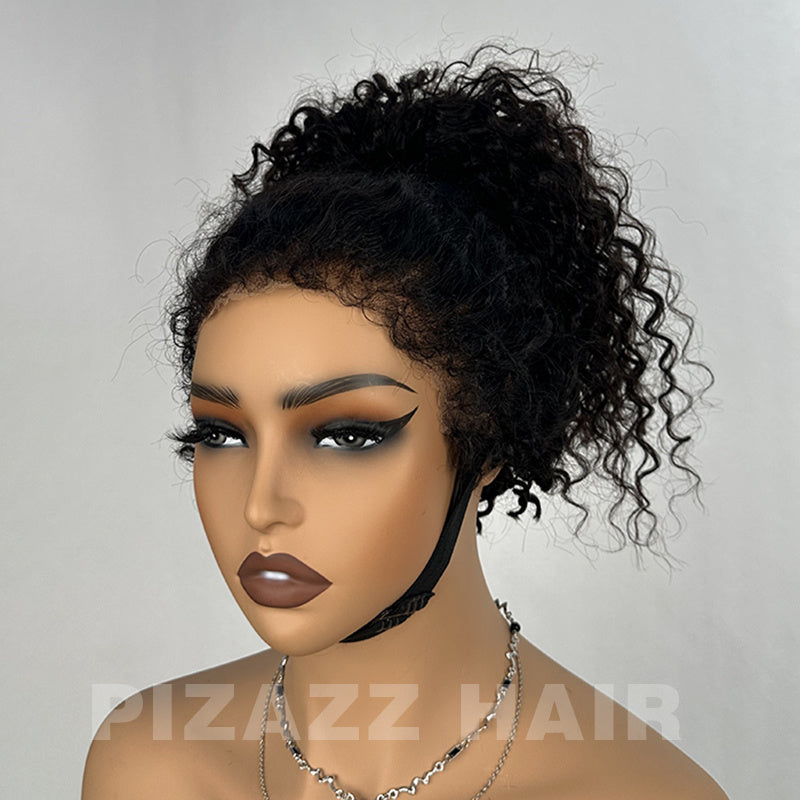 Pizazz Hair 4C Kinky Edges  360 HD Lace Front Wigs Jerry  Curly Wig With Realistic Hairline