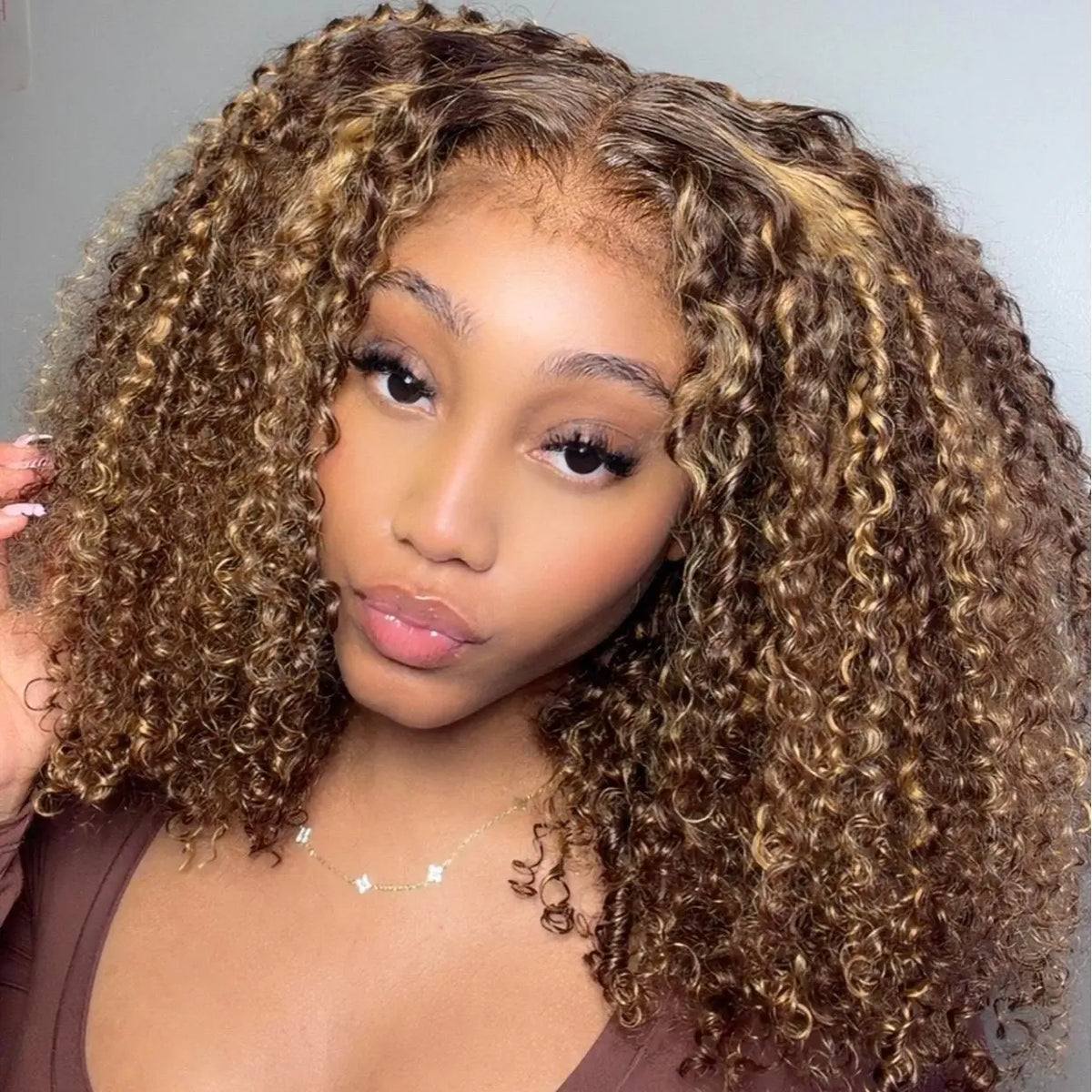 4c Edge Blonde Highlight Curly Human Hair Wigs Glueless 13X4 HD Lace Front Wig Pre Cut Lace