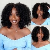 Kinky Curly Bob Wigs with Kinky Edge Hairline Glueless Pre Cut HD Lace Human Hair Wigs With Drawstring