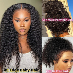 4c edges kinky Curly Wig Human Hair Undetectable Invisible 360 HD Lace Frontal Wig