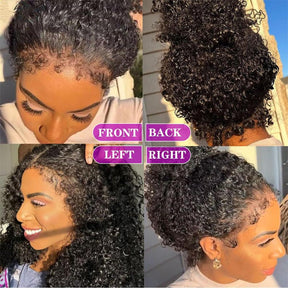 4c edges kinky Curly Wig Human Hair Undetectable Invisible 360 HD Lace Frontal Wig