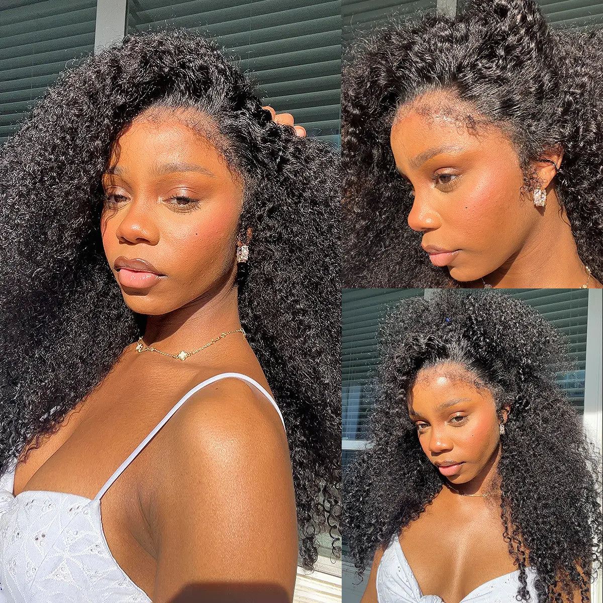 Glueless Kinky Curly Human Hair Wig with 4C Edge Natural Hairline Pre Cut 13x4 HD Lace Wig with Drawstring