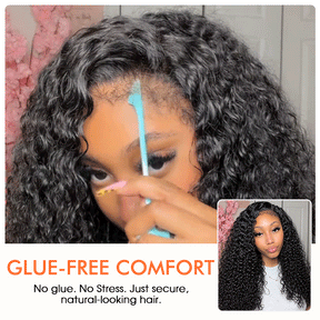 Glueless Kinky Curly Human Hair Wig with Kinky Edges Natural Hairline Pre Cut 13x4 HD Lace Wig with Drawstring