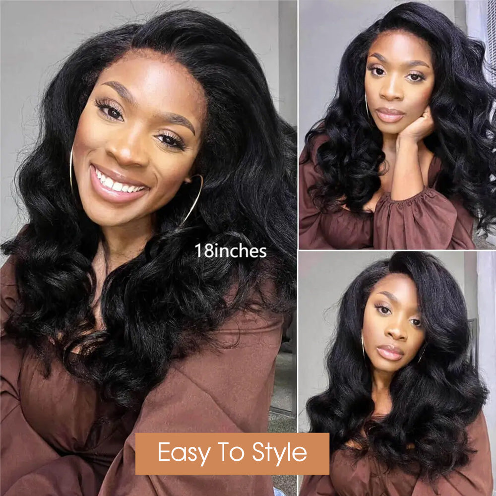Natural 4c blowout wig - 13x4 Glueless kinky straight wig
