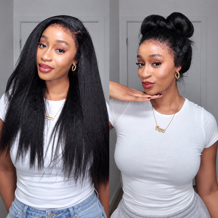Natural 4c blowout wig - 13x4 Glueless kinky straight wig