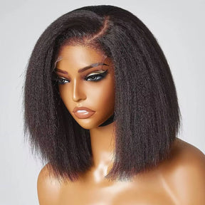 Wear&Go Glueless Kinky Straight Bob HD Closure Wig Pre Bleached Knots